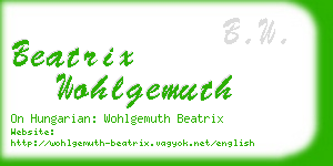 beatrix wohlgemuth business card